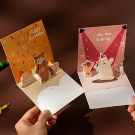 韓式動物生日立體賀卡