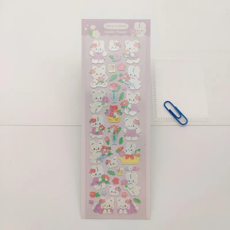 Floro X OKIKI 韓國小兔小熊咕卡貼紙