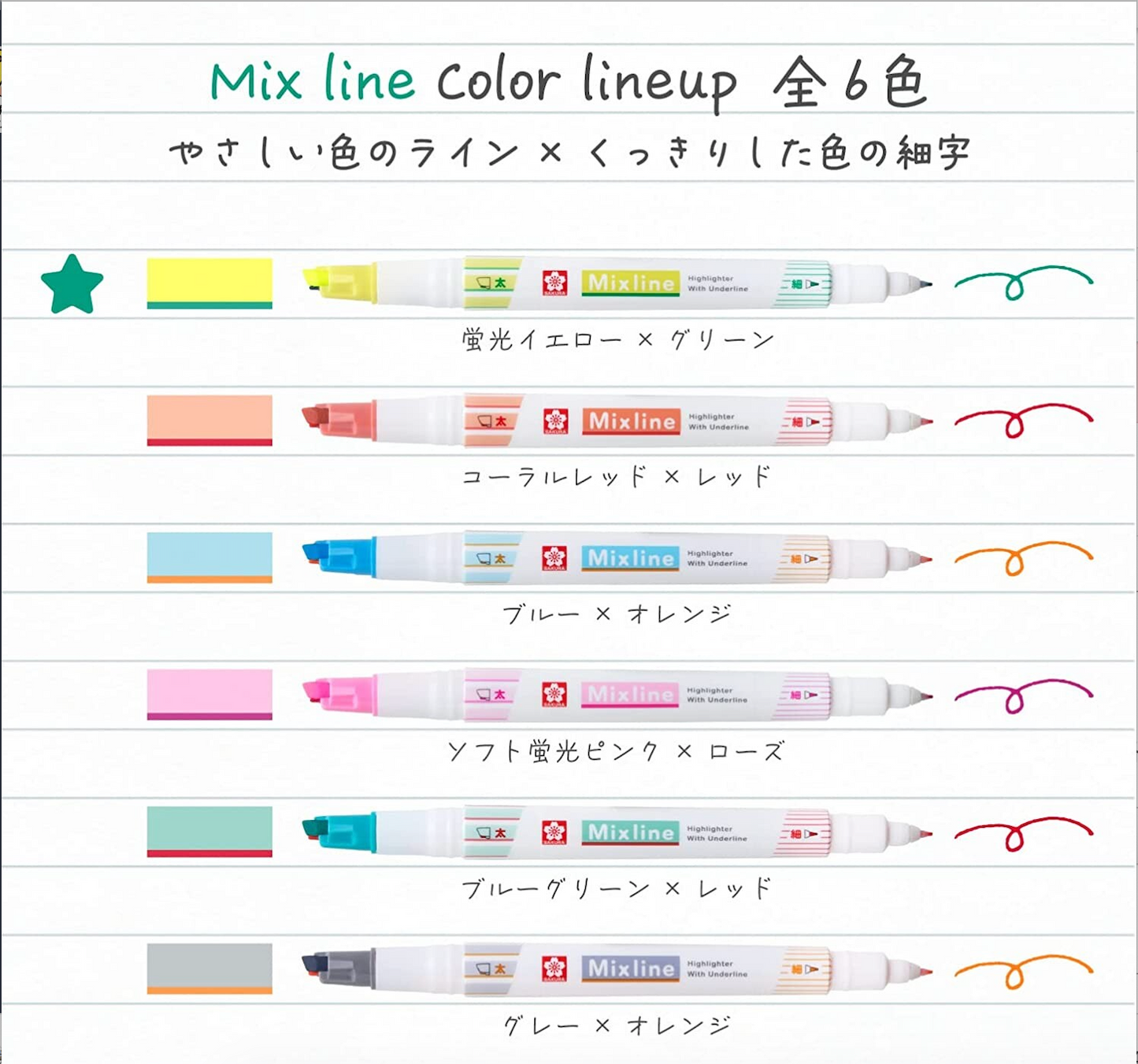 Sakura mix line 雙頭螢光筆