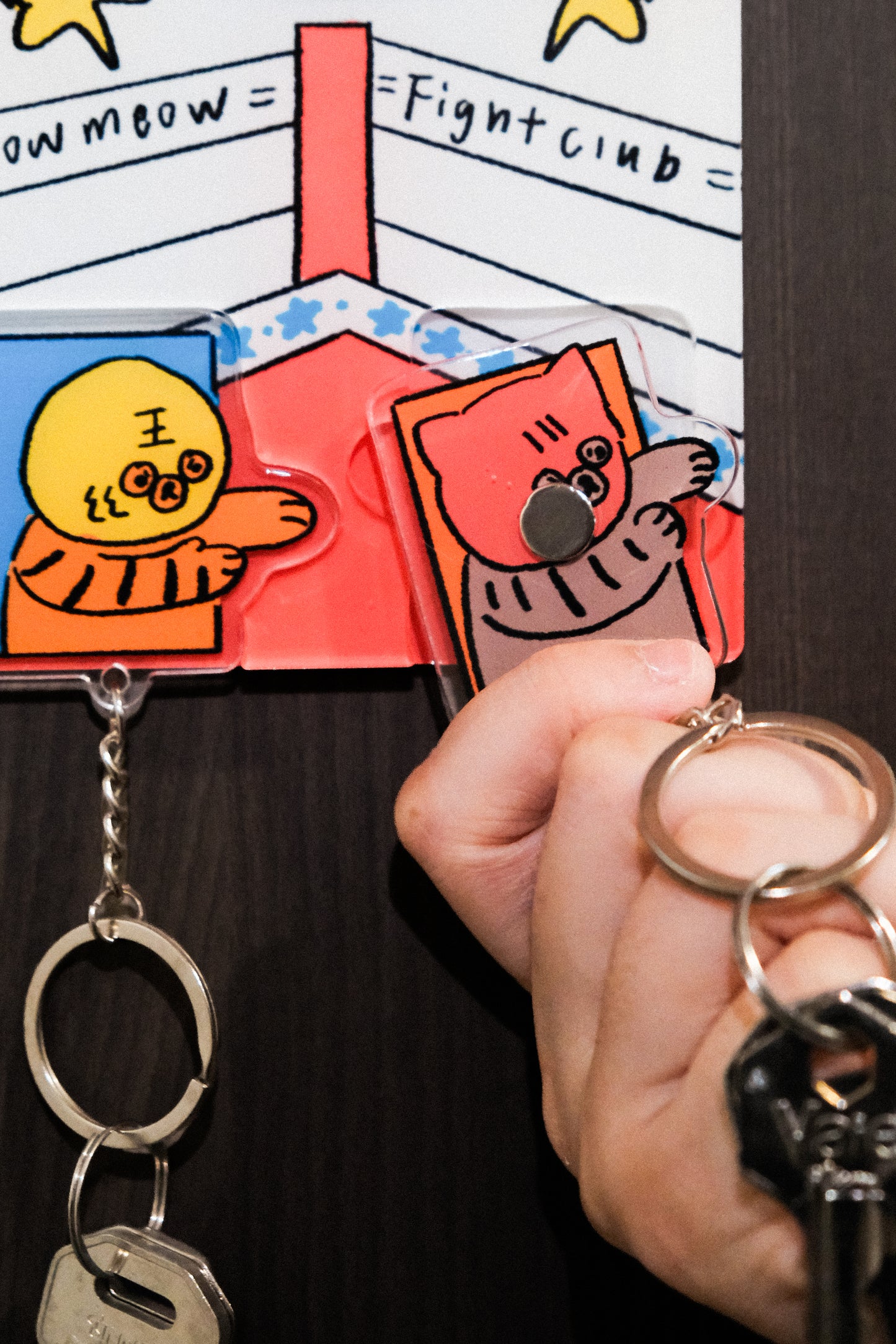 Meow Meow Fight Club 磁吸鑰匙架掛鉤組