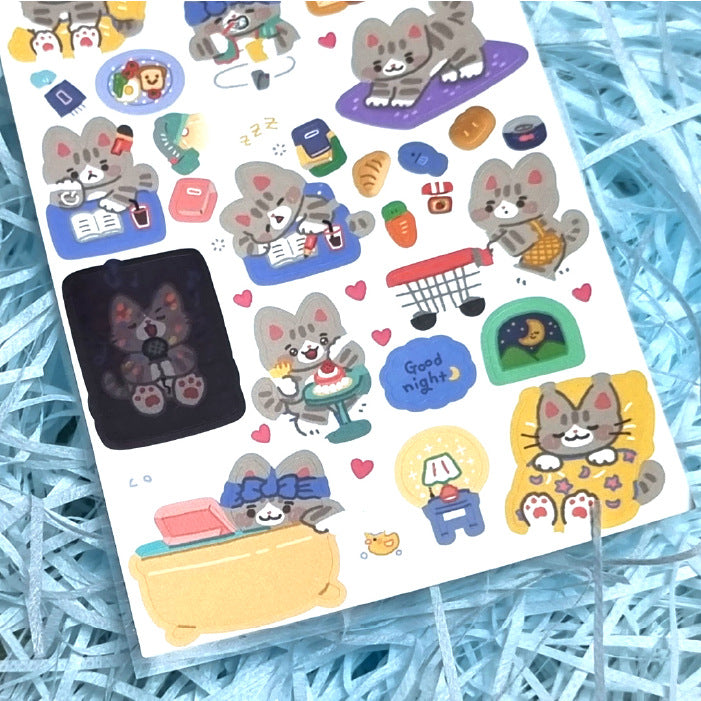 韓國Bonito 水彩風貓咪貼紙