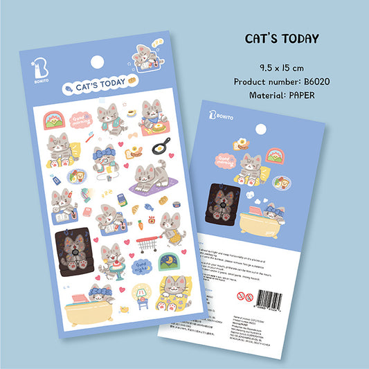 韓國Bonito 水彩風貓咪貼紙