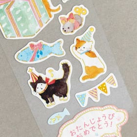 日本和紙 diecut 生日貓咪/生日恐龍貼紙